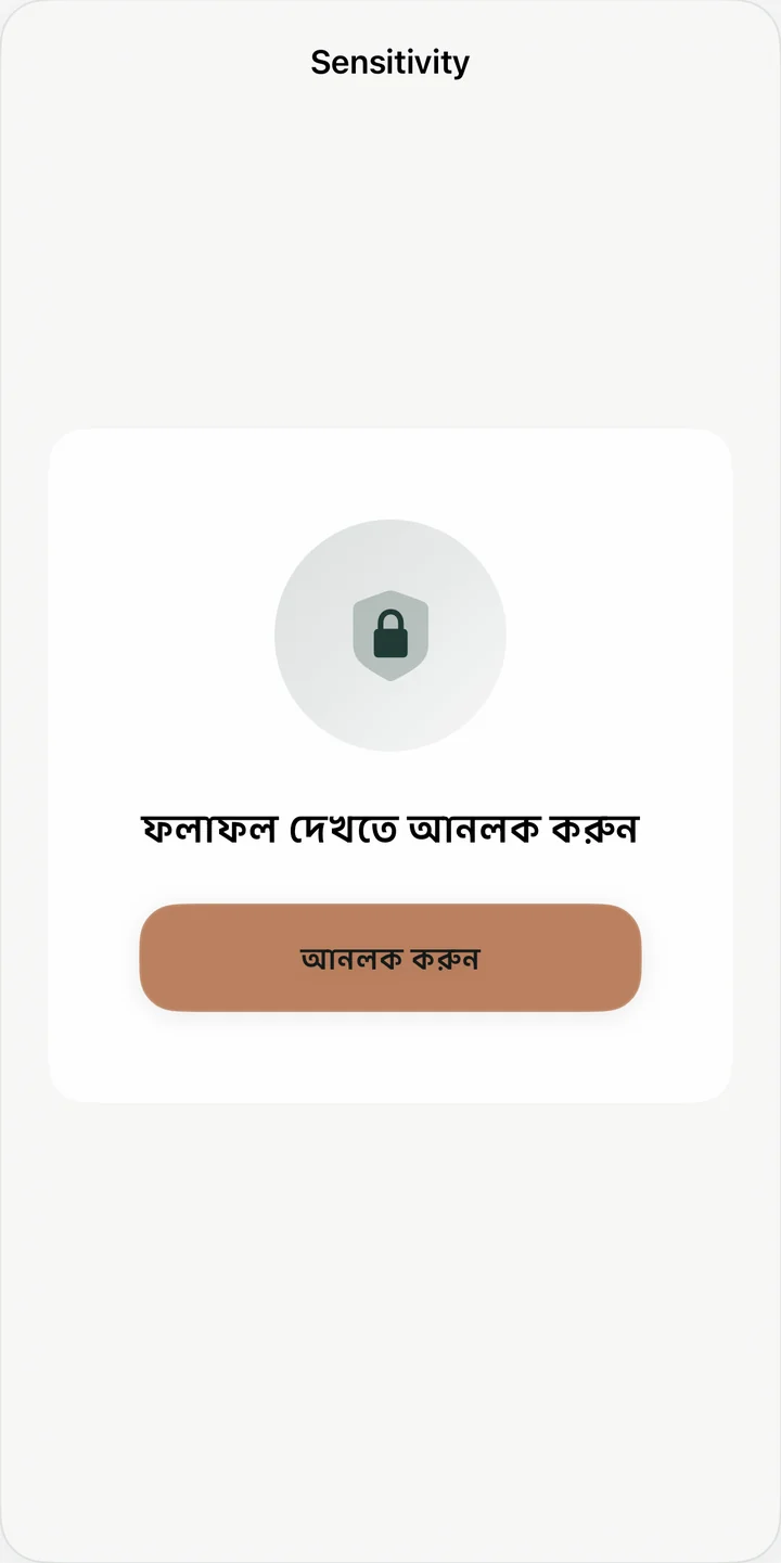 Sensitivity সুরক্ষিত পর্যালোচনা স্ক্রিন