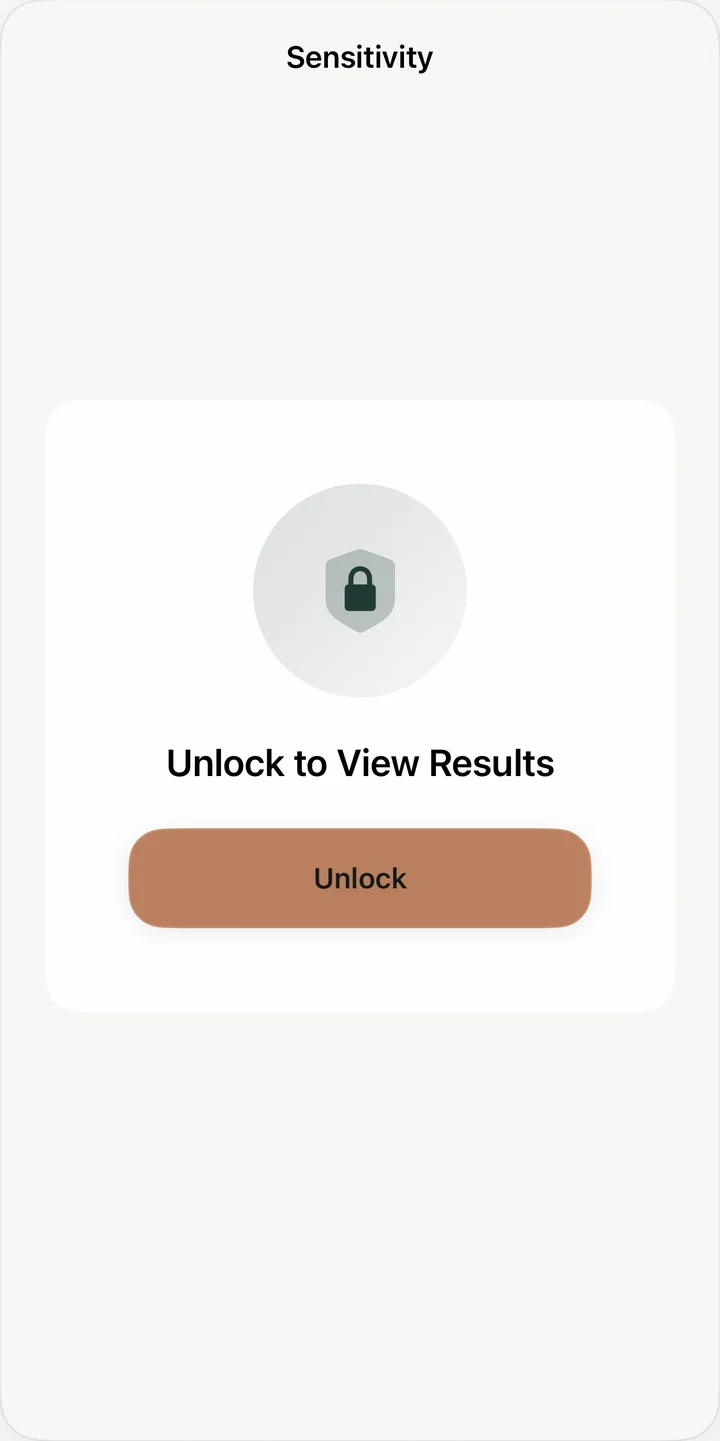 Sensitivity protected review screen