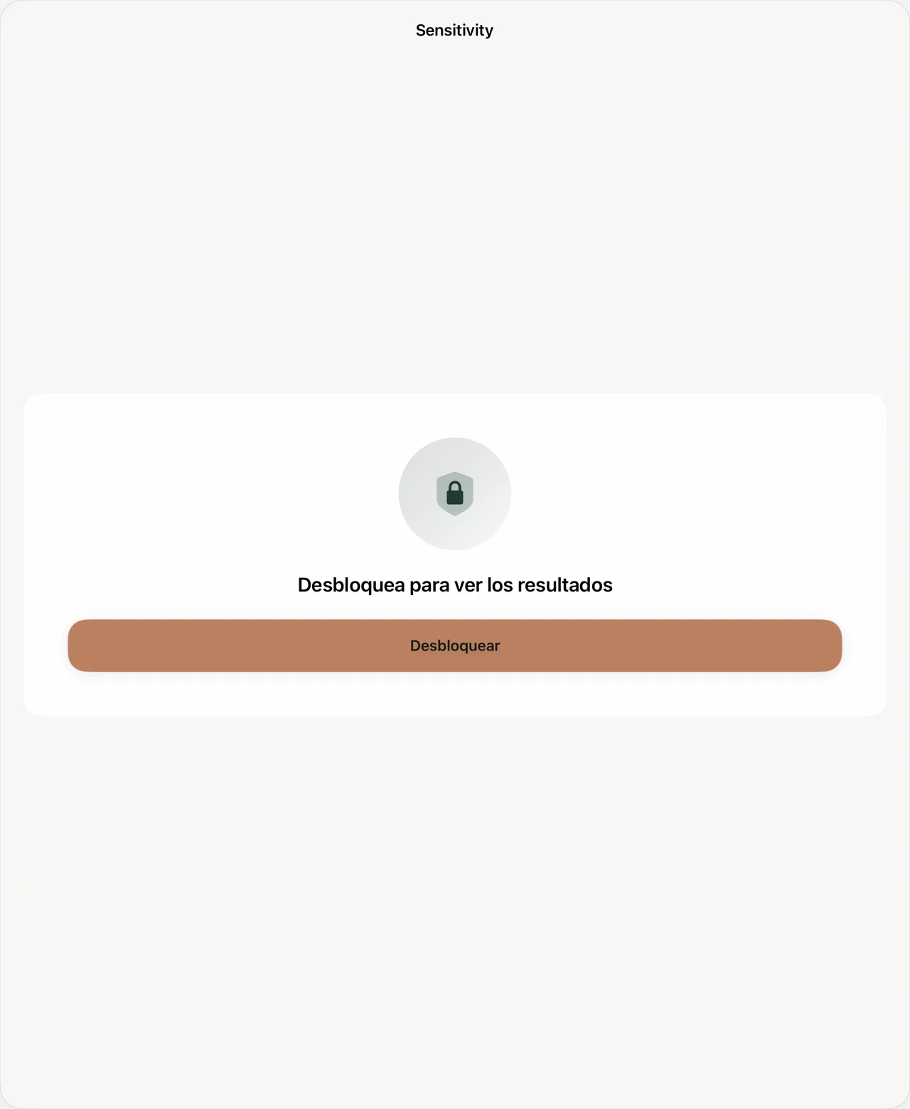 Sensitivity pantalla de revisión protegida en iPad