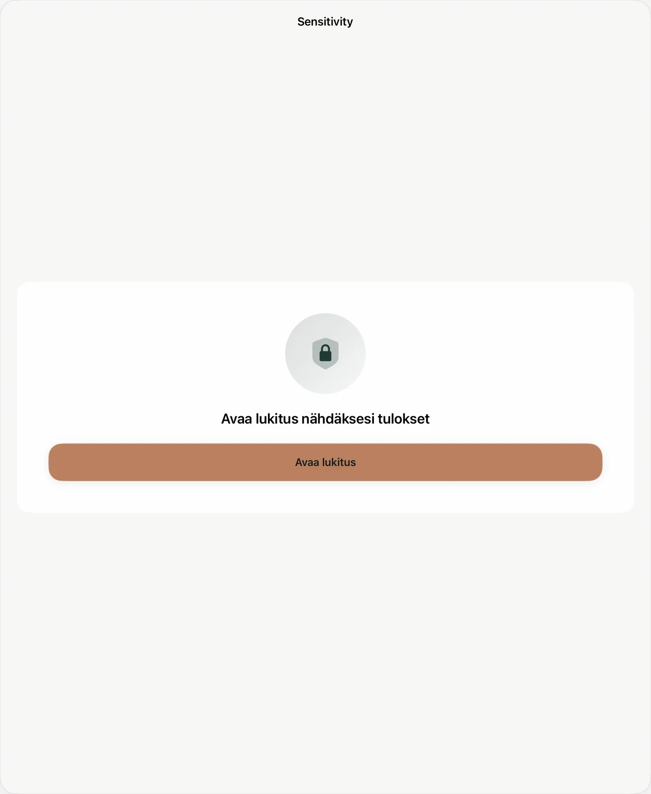Sensitivity suojattu arvostelunäyttö iPadilla