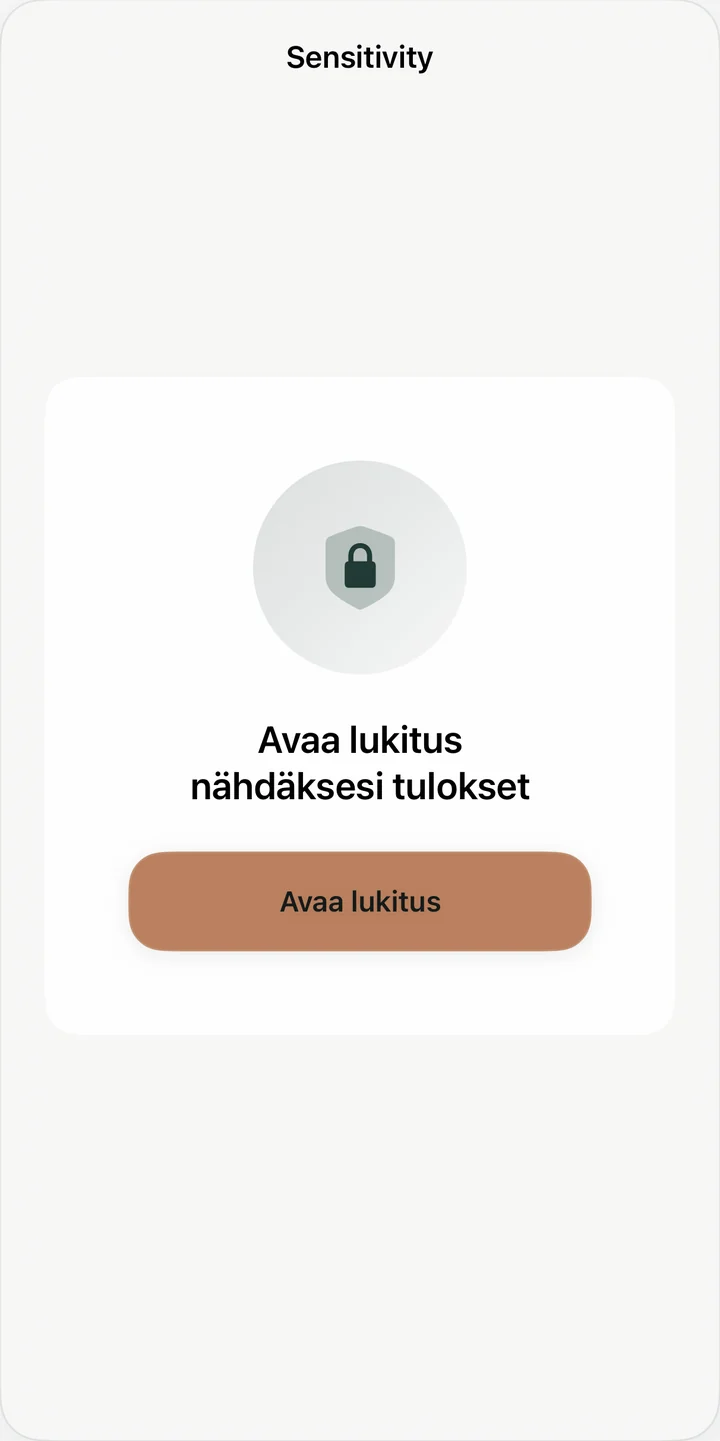 Sensitivity suojattu arvostelunäyttö