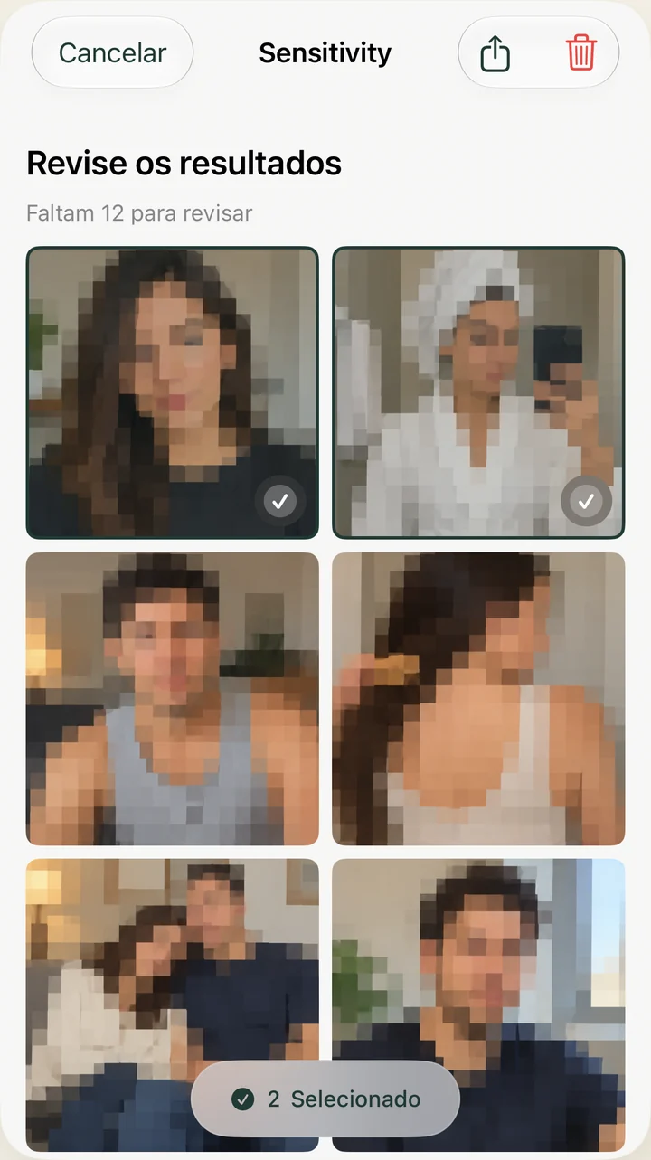 Sensitivity no iPhone com fotos de exemplo selecionadas