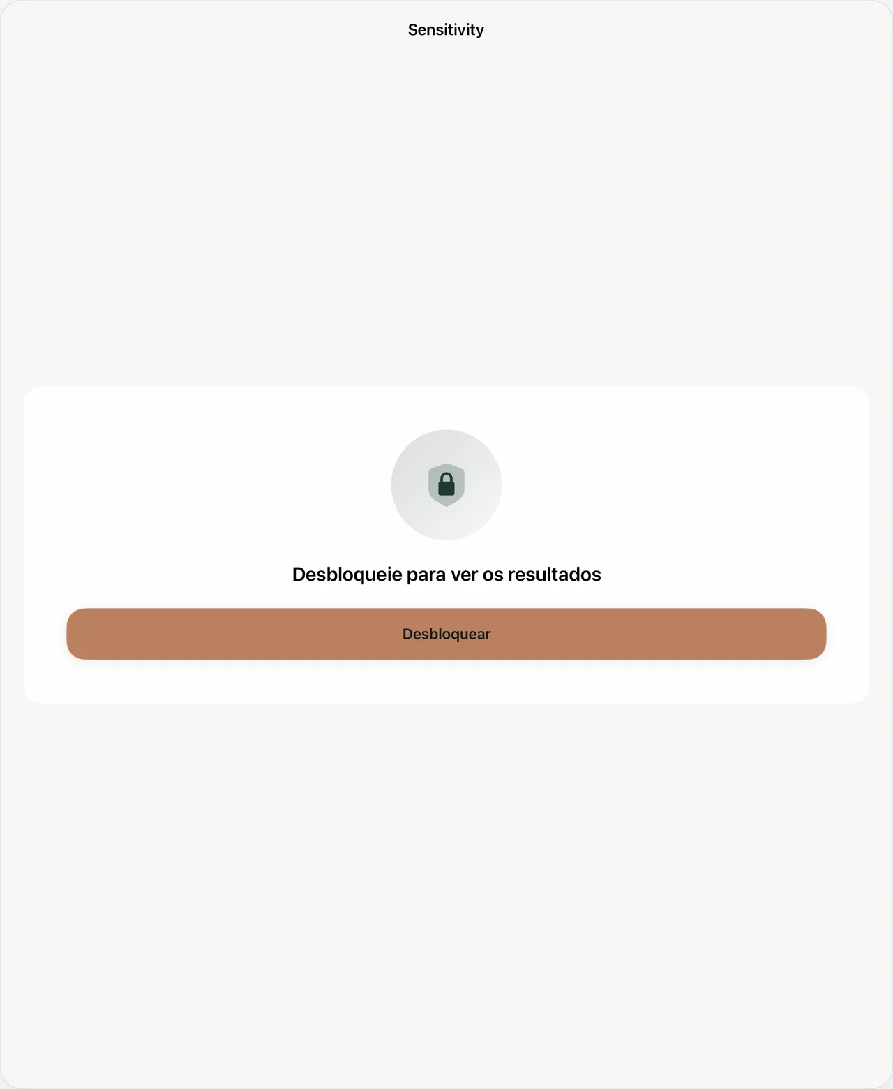 Ecrã de revisão protegida do Sensitivity no iPad