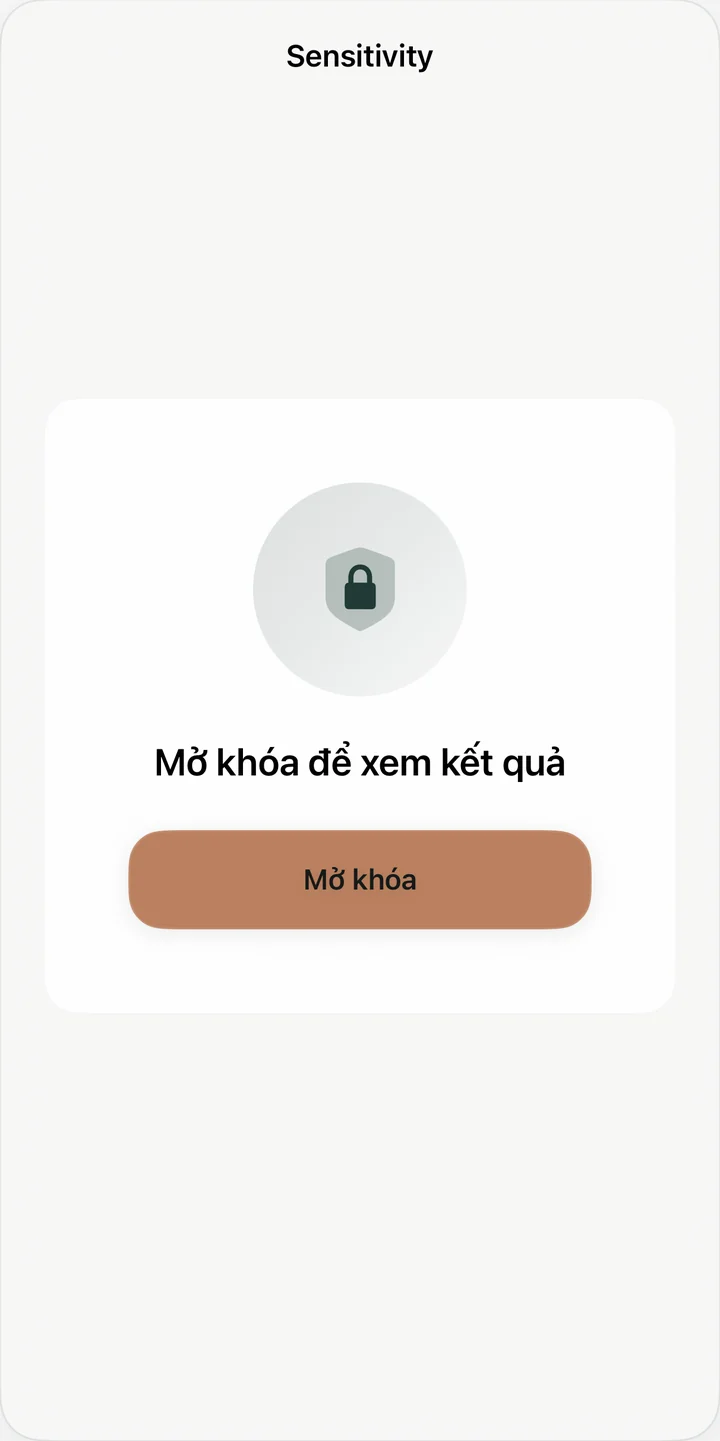 Sensitivity màn hình xem xét được bảo vệ